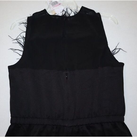 Michael Michael Kors Women's Sz 10 Black Feather Trim Jumpsuit $195 - Picture 5 of 14